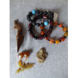 3 various Chinese beaded bracelets & various Chinese items