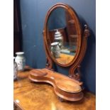 Oval Mahogany dressing table mirror 75cmH x 65cmW