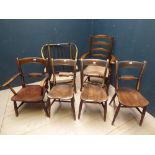 Qty of various oak & other chairs incl. a set of 4 Victorian elm seat Windsor Oxford chairs (3 +