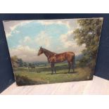 Manner of Lynwood Palmer, C20th oil on canvas "Bay Horse in a rural landscape" (for restoration)