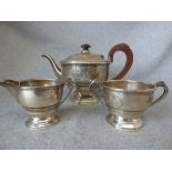 3 piece hallmarked silver tea set by E & Co of Birmingham 19ozt