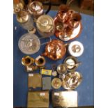 Qty of silver plate, brass wares & spelter etc.