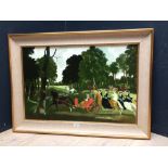DORIS ZINKESEN (1898-1991), British, oil on canvas "Queen Anne Hunting in Richmond Park" S. L. R.,