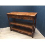 Good quality burr oak 3 tier dining room buffet with 2 drawers, bearing label 'T. G. Woof of
