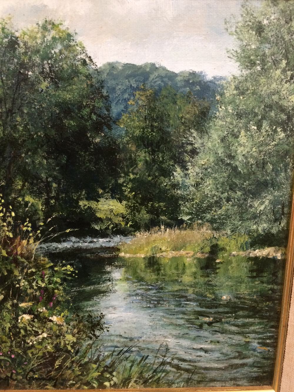 HUGH GURNEY (1932-), two modern oils on board, 'at Tarr steps' and 'Alders and Willows, Near - Image 3 of 3