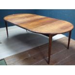 1970's style rosewood extending dining table 70H x 220W cm extended