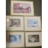 5 coloured prints 'After Sir William Russell Flint', framed & glazed