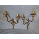 Pair of gilt, twin branch, wall sconces