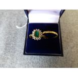 18ct gold emerald & diamond ring size L, & 18ct gold & diamond eternity ring size L, 7g