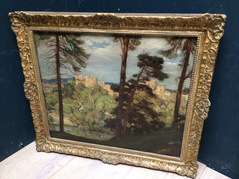 FRED STEAD (1863-1940), oil on canvas "Ludlow Castle" in gilt frame, 51 x 81 cm