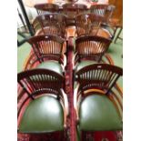 A good set of 9 Godwin style chairs (4 with drop in leather seats, and 5 with hard seats)