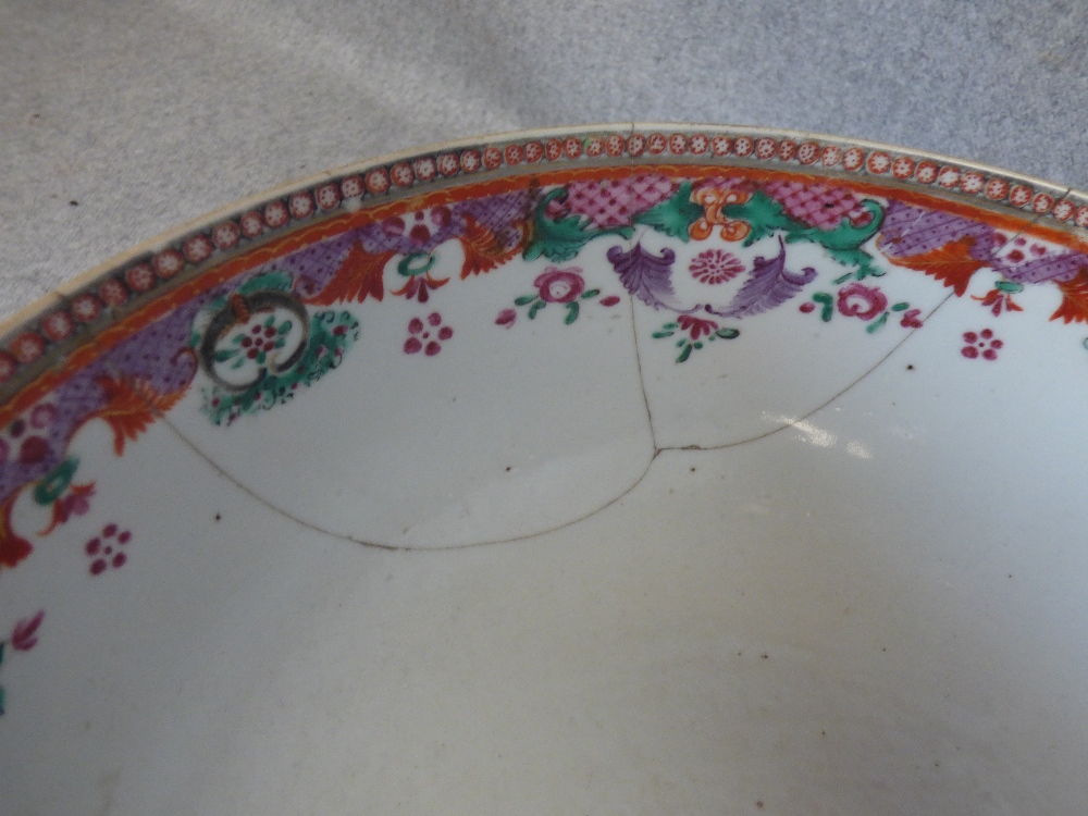 Chinese Cantonese bowl, 26cm dia. (cracks and restoration)