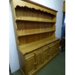 Large Welsh style pine dresser 203H x 182W cm