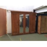 Victorian Country House satin birchwood quadrupled, mirror fronted, fitted compactum, an inside