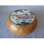 Chinese famille rose box 9H x 15D cm