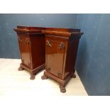 2 mahogany sideboard pedestals with lion paw feet 117 cm H