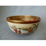 Japanese bowl with flowers and cherubs. Character marks on base