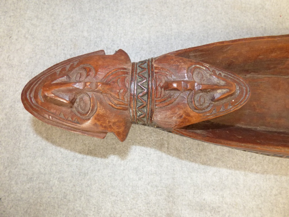 Maori type carved wood long boat - Image 2 of 2