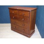 Victorian mahogany chest of 2 short & 3 long drawers 104H x 104W cm