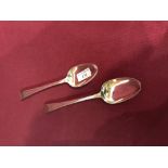 Pair hallmarked silver bright cut table spoons by Hester Bateman of London 4 ozt.