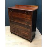 Mahogany chest of 5 long drawers over 2 small cupboard doors 117H x 108W cm