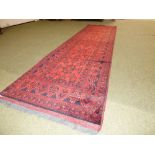 Persian red ground runner with all over geometric & stylised pattern 300 x 85