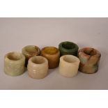 Seven Chinese jade archer's rings. Qing dynasty. (7) Provenance: From the Collection of Seward