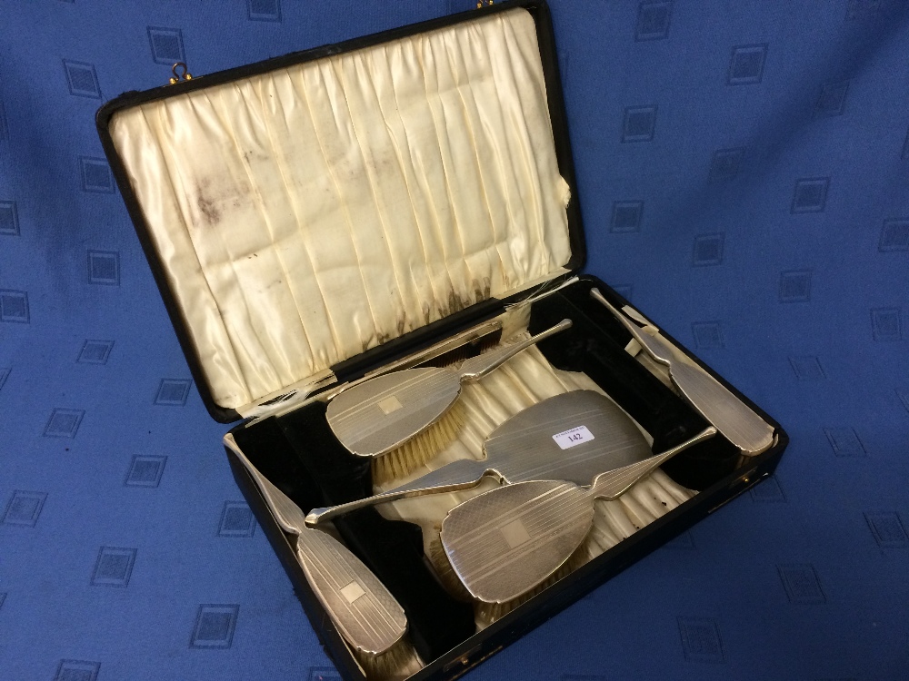 Cased 6 piece hallmarked silver brush set