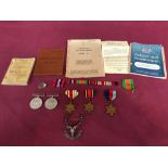 Group of war medals & paperwork belonging to James Heatlie: 1939-45 Star of Africa, Defence medal,