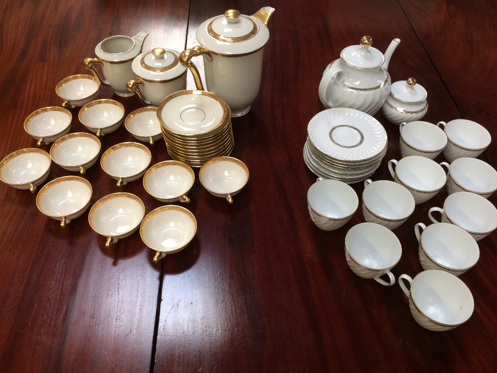 Limoges cream with gold border tea coffee service and Bavaria Garies - Waldsassen part tea service