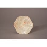 Chinese jade hexagonal dish of petal-form, Qing dynasty or earlier, 8.8cm wide. Provenance: From the