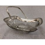 Hallmarked silver Edwardian wirework fruit basket with swing handle by Barker Brothers, Chester