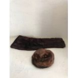 Vintage dark brown fur stole by 'A. de Gruchy & Co. Ltd.', Jersey & ladies dark brown fur hat