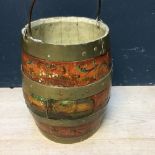 Decorative painted wooden & brass banded Dutch barrel, 29cm H