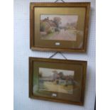 Pair of watercolours of Country scenes by H. ENGLISH, 24 x 34 cm