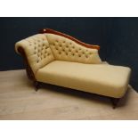 A button upholstered mahogany framed chaise longue