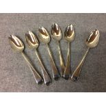 Set of 6 Georgian hallmarked silver tea spoons by 'W F' of London 1791, 3ozt