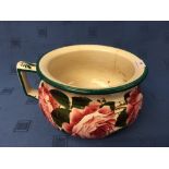 Wemyss chamber pot, painted with pink roses impressed 'Wemyss ware R.H. & S'