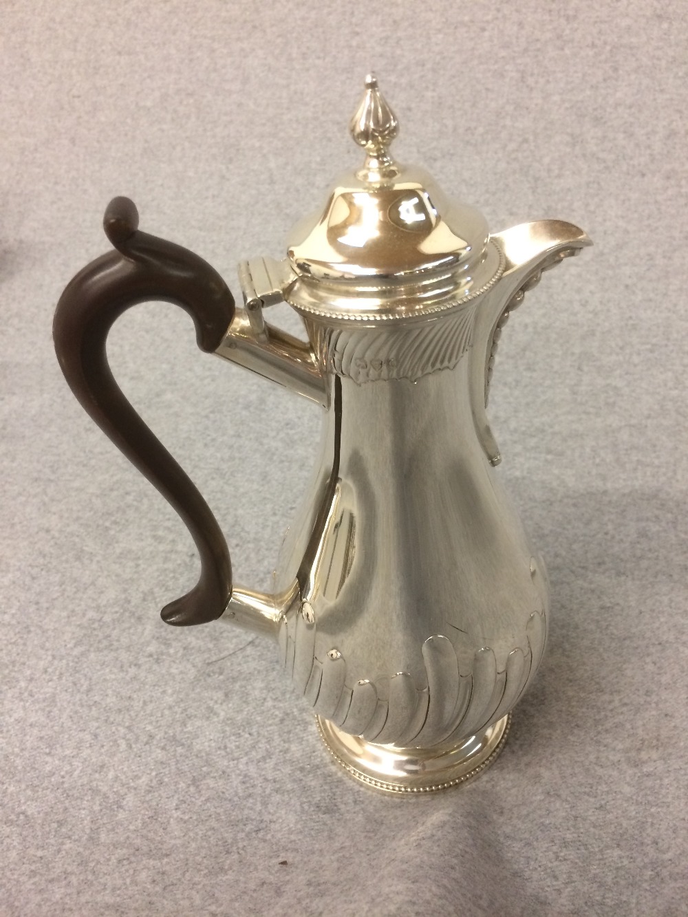 Hallmarked silver hot water jug, London 1891, 13 ozt