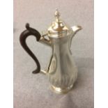Hallmarked silver hot water jug, London 1891, 13 ozt
