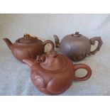 3 various Chinese teapots Please check condition before bidding