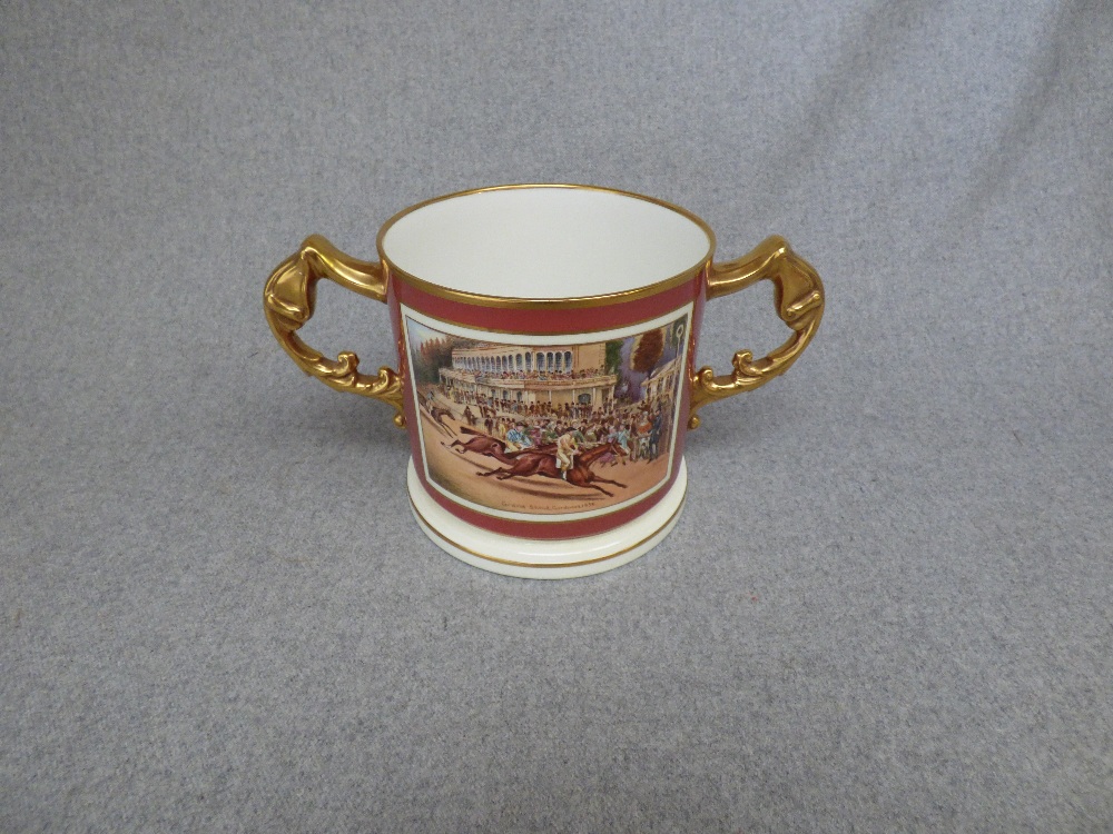 Aynsley bowl with hand painted scene of 'Chepstow Races' by J. Shaw, No. 29, 1984 "Aynsley loving - Image 2 of 2