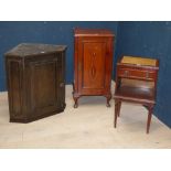 Victorian oak corner cabinet, Victorian mahogany cabinet & bedside table with tooled leather top