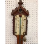 Antique carved oak stick barometers, J. S. MARRATT, London Bridge, 104cm L