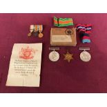Group of First World War miniature medals & a group of 3 medals belonging to J. C. Thompson Esq.
