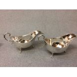 Pair of good hallmarked silver sauce boats, Sheffield 1893, 14 ozt