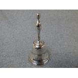 Late Victorian cast hallmarked silver bell, F H Thomas, London 1896, 9 ozt