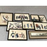 Nine various Chinese paintings on rice paper, C19th Please check condition before bidding