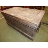 Victorian stained pine ships chest with rope handles 46H x 94W cm