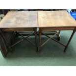 Pair of Victorian Cotswold School style oak occasional tables 68H x 60W cm